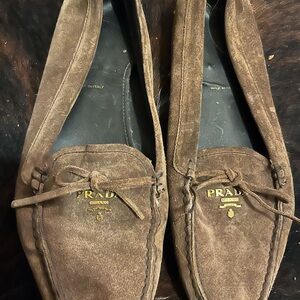 Prada Brown Suede Driving Loafers